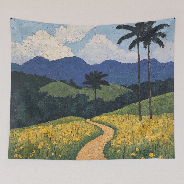 Item preview, Papua New Guinea landscape | Post-impressionist painting style designed and sold by ComicsFactory.