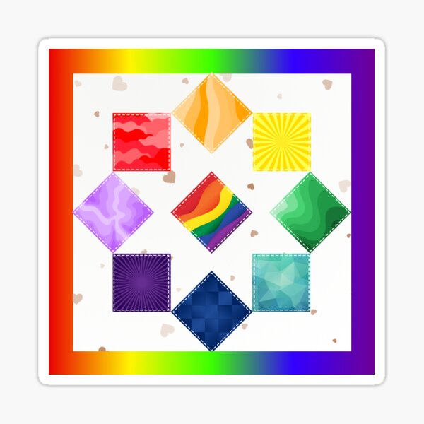 Aperçu de l'œuvre Bloc de courtepointe arc-en-ciel créée et vendue par BHR Studio.