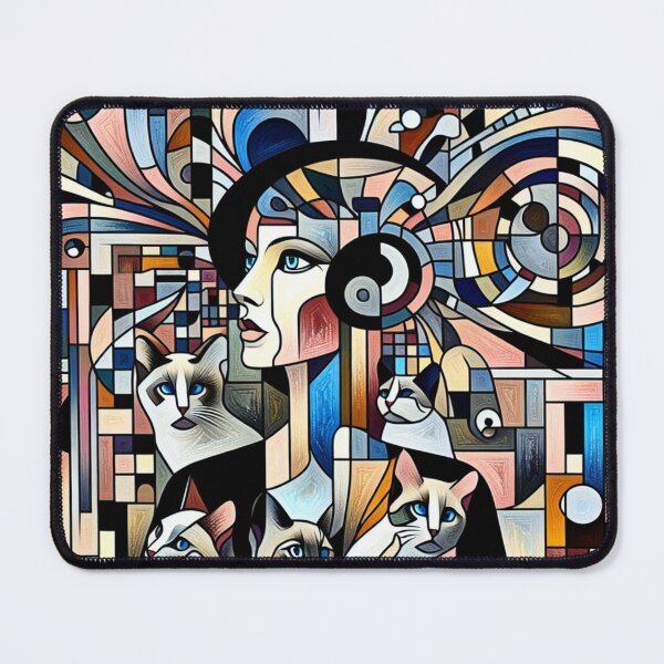 Item preview, Cubist Cat Lovers – Abstract Feline Art designed and sold by EMSAEXPRESSIONS.