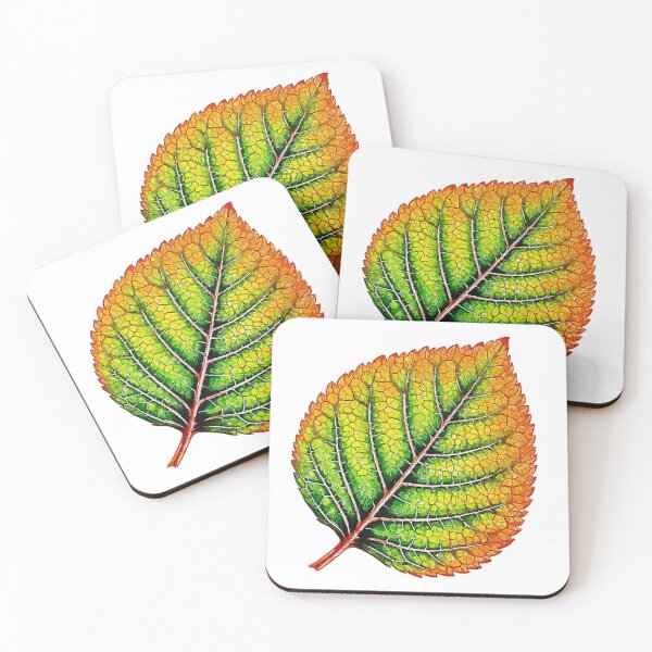 Item preview, Detailed green and orange watercolor leaf designed and sold by 1983Paint.