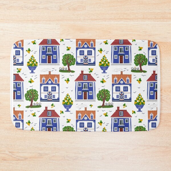 Item preview, Cartoon style house pattern with trees, lemons, flowers and decorative elements designed and sold by olenapetol.