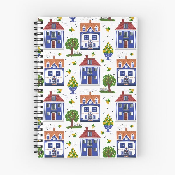 Item preview, Cartoon style house pattern with trees, lemons, flowers and decorative elements designed and sold by olenapetol.