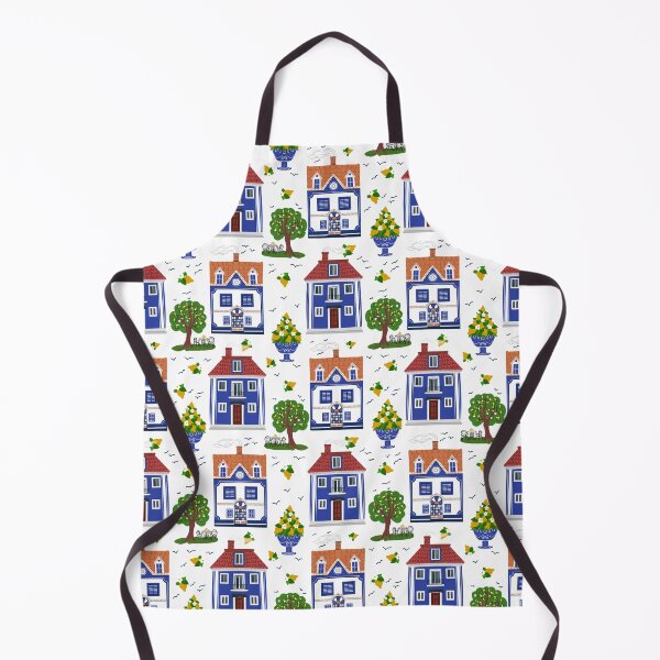 Item preview, Cartoon style house pattern with trees, lemons, flowers and decorative elements designed and sold by olenapetol.