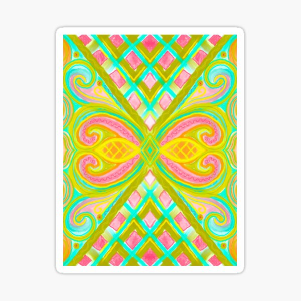 Item preview, Painted Filigree Green Pink Yellow Teal Diamonds designed and sold by Kristi Duggins.