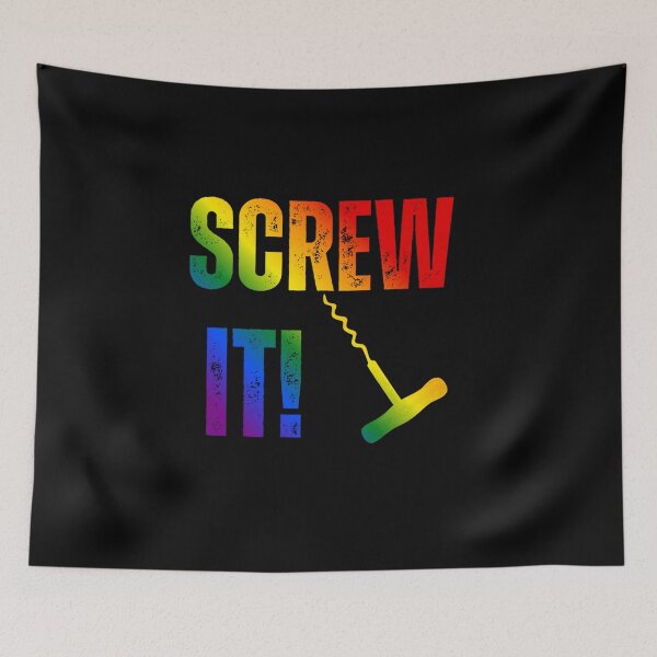 Item preview, Screw It! Corkscrew Rainbow Graphic, classic pride flag colors Pride festival, Wine Lovers, Funny, Wine Pairing, Lady holding wine glass rainbow graphic, Colorful, Humor, Pairs well with,  designed and sold by PrideBeProud.