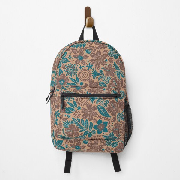 Item preview, Beige and Teal Tropical Floral Tribal Print designed and sold by HuesofHeart.