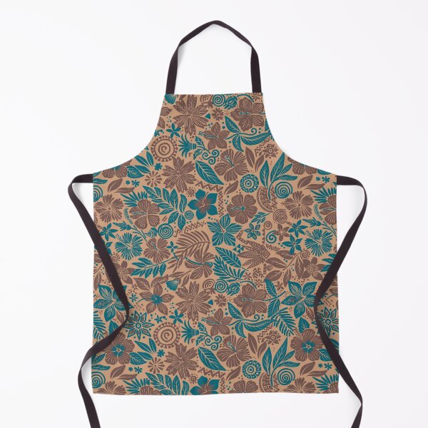 Item preview, Beige and Teal Tropical Floral Tribal Print designed and sold by HuesofHeart.
