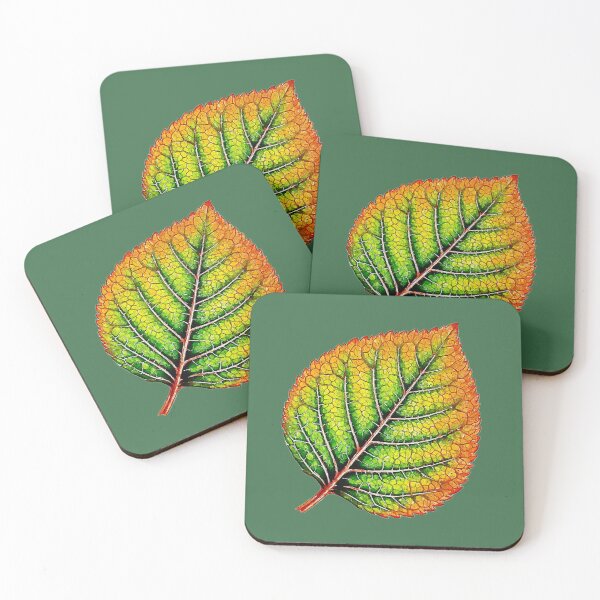 Item preview, Detailed green and orange watercolor leaf designed and sold by 1983Paint.
