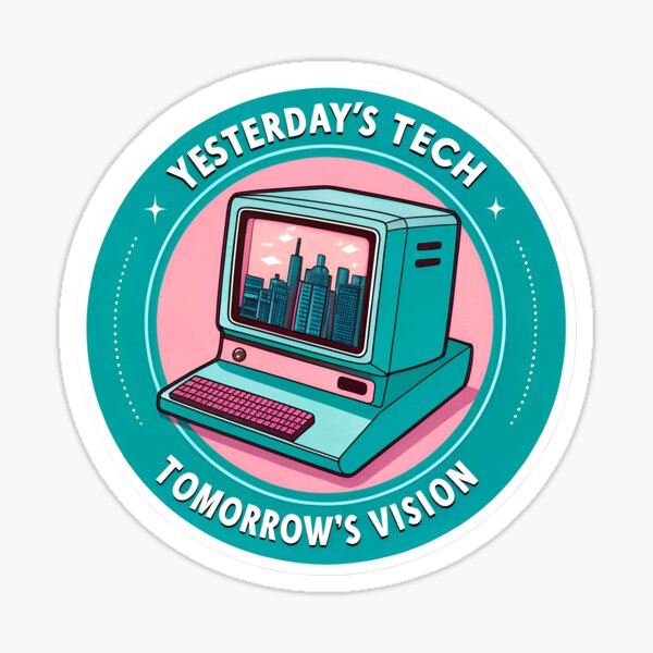 Item preview, Yesterday's Tech Tomorrow's Vision Retro Sticker Print designed and sold by Retro Club Shop.