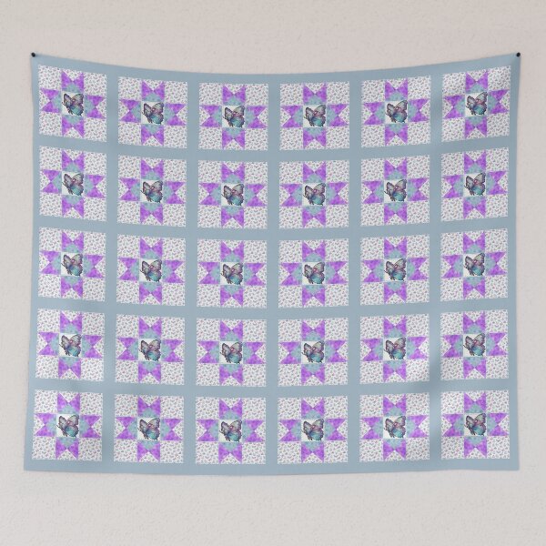 Item preview, Blue Butterfly Ohio Star Quilt Block designed and sold by BHR Studio.