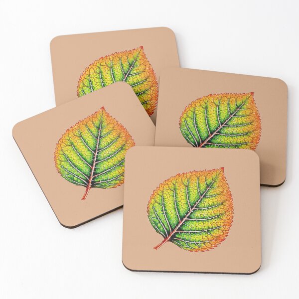 Item preview, Detailed green and orange watercolor leaf designed and sold by 1983Paint.