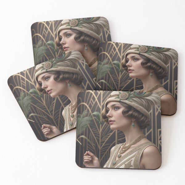 Item preview, Glamorous 1920s Flapper Portrait – Vintage Art Deco Elegance designed and sold by ForeverPrintsOK.