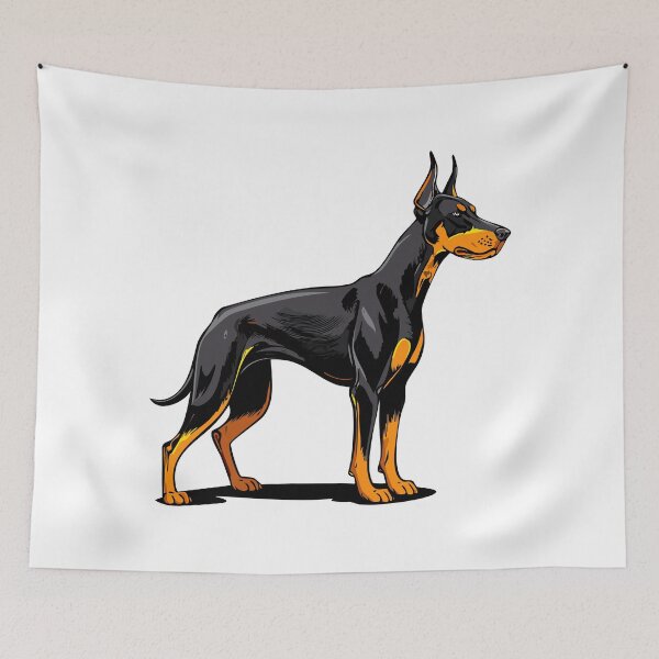 Item preview, Portraits of a Doberman dog side view, Illustration of gorgeous fierce doberman dog standing, doberman pinscher, american doberman, dog doberman designed and sold by Danler.