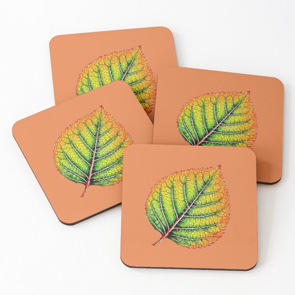 Item preview, Detailed green and orange watercolor leaf designed and sold by 1983Paint.