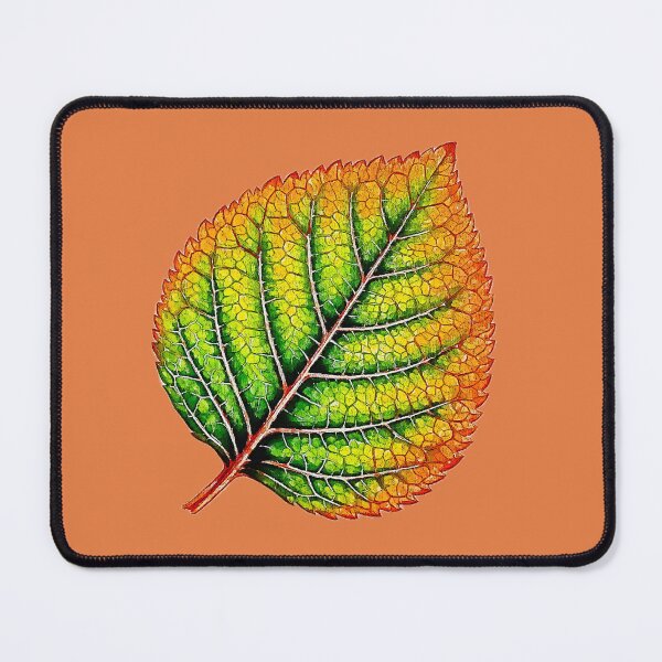 Item preview, Detailed green and orange watercolor leaf designed and sold by 1983Paint.