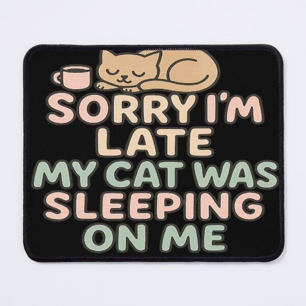 Item preview,  Sorry I’m Late, My Cat Was Sleeping on Me designed and sold by PastimeMastery.