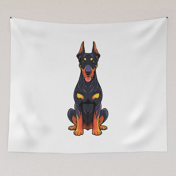 Item preview, Portraits of a Doberman dog front view, Illustration of gorgeous fierce doberman dog sitting, doberman pinscher, american doberman, dog doberman designed and sold by Danler.