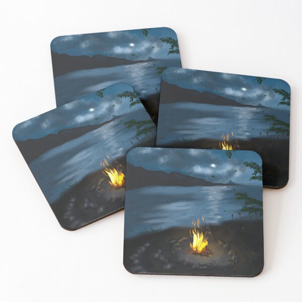 Item preview, Fire & Waves – Night Landscape Art designed and sold by irishore.