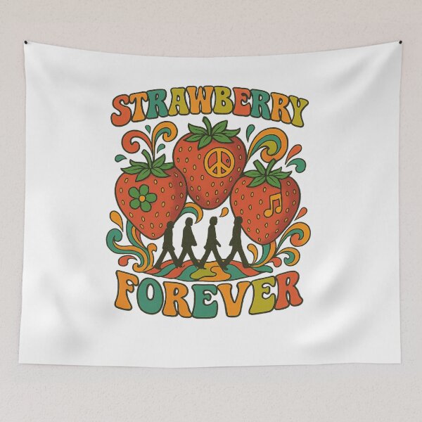 Item preview, Strawberry Forever – Retro Beatles-Inspired Psychedelic Design designed and sold by bazstees54.