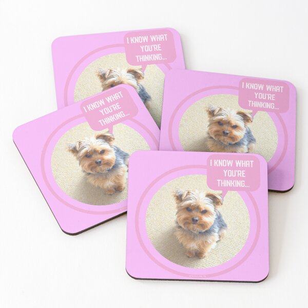 Item preview, Cute Yorkie Dog - "I Know What You're Thinking" - Pink Adorable Yorkshire Terrier Meme - Dog designed and sold by Yorkie  Love.