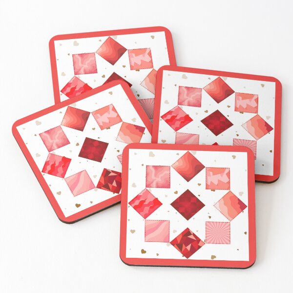 Item preview, Shades of Red Patchwork Quilt Block designed and sold by BHR Studio.