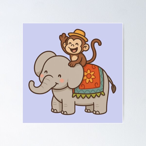 Item preview, Jungle Buddies: Elephant & Monkey Fun designed and sold by IraBum.