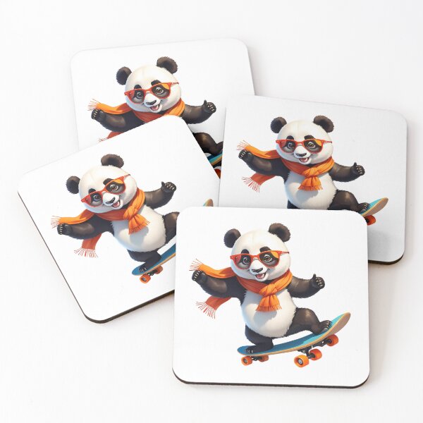 Item preview, Cool Panda Skater with Orange Scarf designed and sold by DaniArtDesign81.