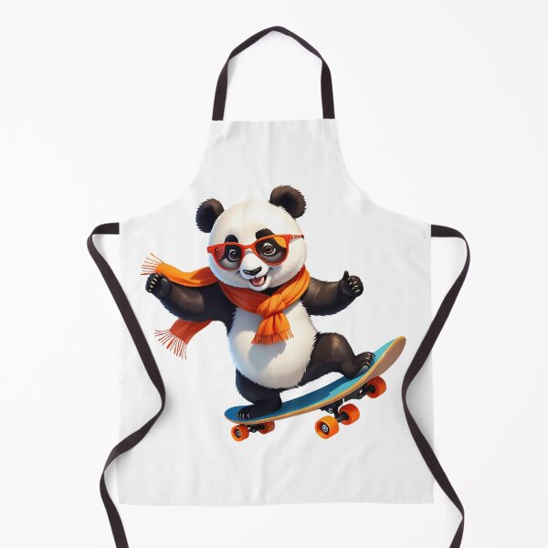 Item preview, Cool Panda Skater with Orange Scarf designed and sold by DaniArtDesign81.