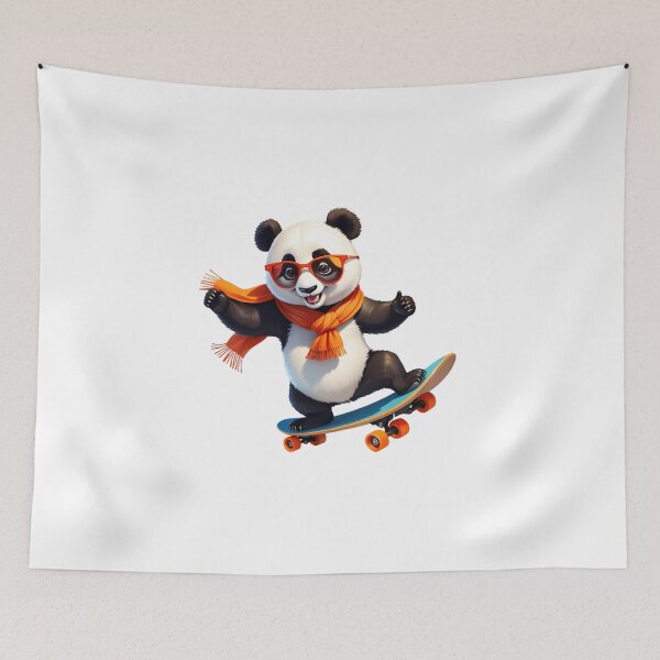 Item preview, Cool Panda Skater with Orange Scarf designed and sold by DaniArtDesign81.