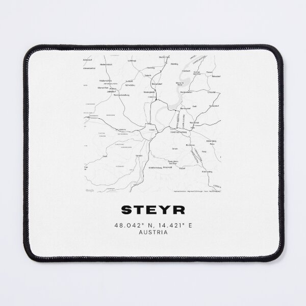 Item preview, Steyr City Map – Black and White Minimalist Art designed and sold by RM-Journey.