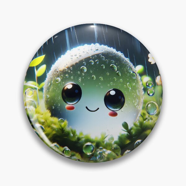 Item preview, Smiling Raindrop – Fantasy Macro Rain Over Mossy Floral Scene designed and sold by EmeraldeaArt.