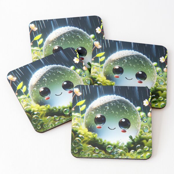 Item preview, Smiling Raindrop – Fantasy Macro Rain Over Mossy Floral Scene designed and sold by EmeraldeaArt.