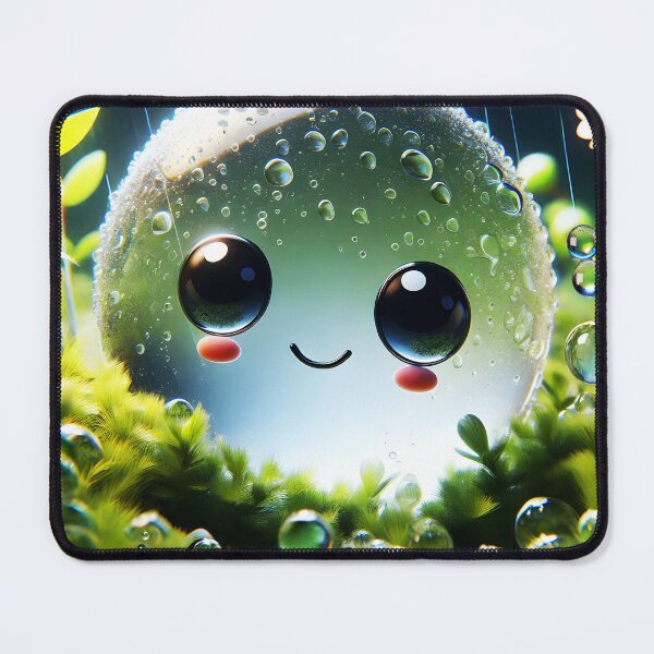 Item preview, Smiling Raindrop – Fantasy Macro Rain Over Mossy Floral Scene designed and sold by EmeraldeaArt.
