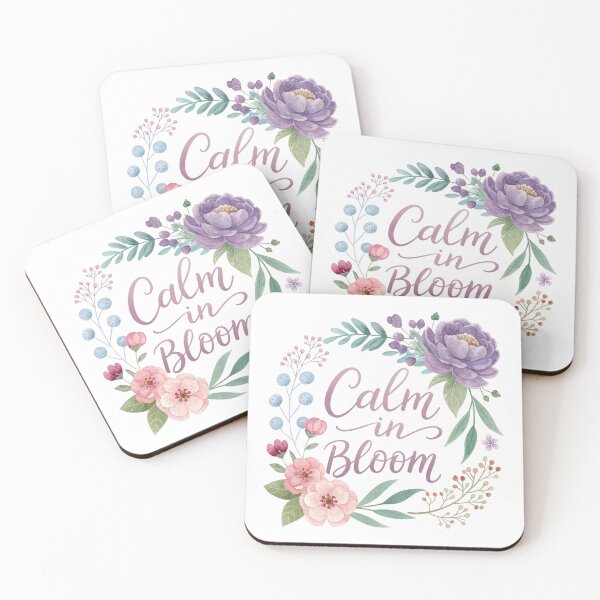 Item preview, Calm in Bloom – Floral Watercolor Positive Quote Art designed and sold by asliberry.