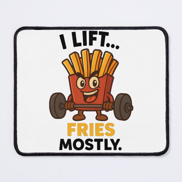 Item preview, I Lift Fries Mostly – Funny Cartoon Gym Food Design designed and sold by My Cool Store.