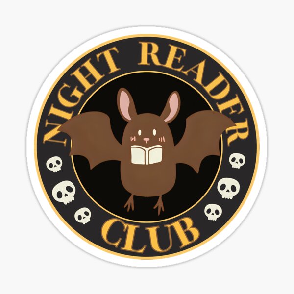 Item preview, Night reader book lover club - dark bookish cute bat designed and sold by Fantasy Cache.