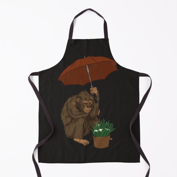 Item preview, Chimpanzee with umbrella and flowers t-shirt original illustration designed and sold by Flanbe.