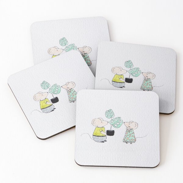 Item preview, Happy Mouse | Cute Mice | Houseplants | Monstera Plant | Character Art designed and sold by AngelaMarieArt.