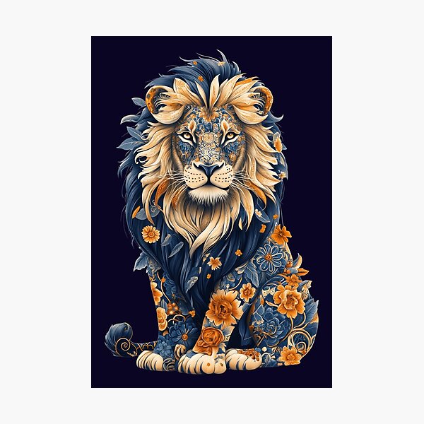 Item preview, Elegant Lion Blue designed and sold by thesircurly.