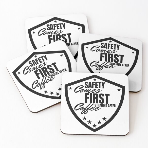 Item preview, Safety Comes First (Straight After Coffee) – Bold Badge Design for Tradespeople & Coffee Lovers designed and sold by OakwordProductions.