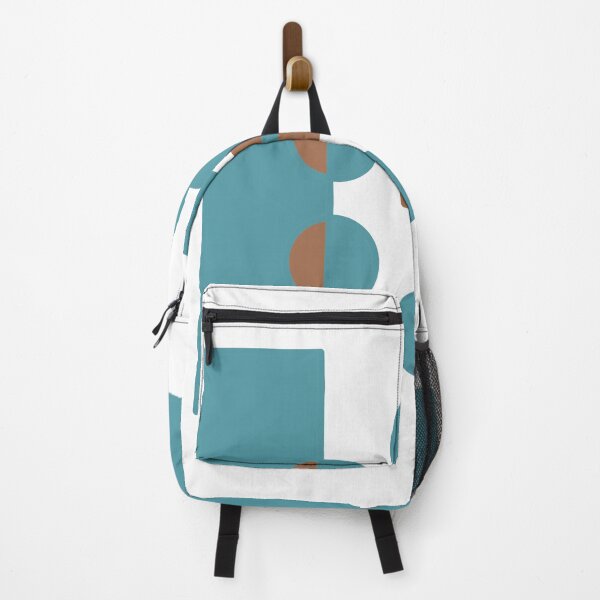 Item preview, Turquoise and brown circles, squares, and rectangles on white, Ezonthei designed and sold by EZonThei.