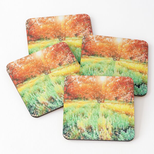Item preview, Glowing sage green field with burnt orange trees  designed and sold by 1983Paint.