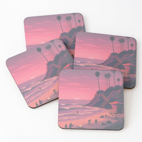 Item preview, Moonlight Beach Poster designed and sold by RetroCoastalArt.