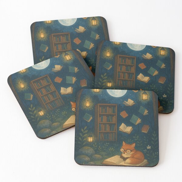 Item preview, Moonlight Library | Whimsical Forest Book Nook with Fox & Lanterns designed and sold by Flying Penguins.