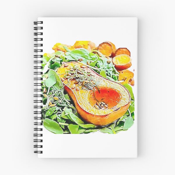 Item preview, Kitchen squash, spinach, and oranges in watercolor  designed and sold by 1983Paint.