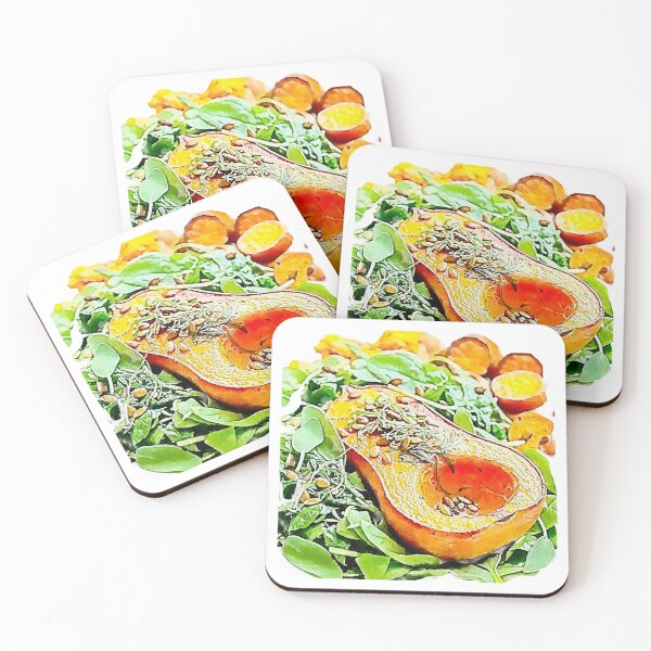 Item preview, Kitchen squash, spinach, and oranges in watercolor  designed and sold by 1983Paint.