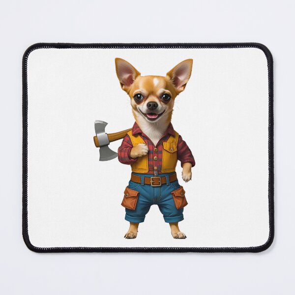 Item preview, Lumberjack Chihuahua – Cute Dog with Axe and Flannel Shirt designed and sold by Fredster1966.
