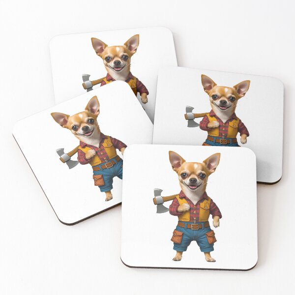 Item preview, Lumberjack Chihuahua – Cute Dog with Axe and Flannel Shirt designed and sold by Fredster1966.