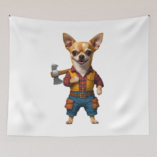 Item preview, Lumberjack Chihuahua – Cute Dog with Axe and Flannel Shirt designed and sold by Fredster1966.