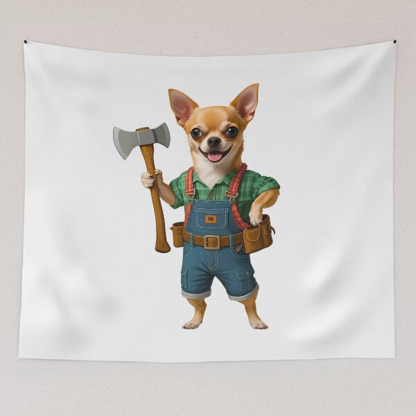 Item preview, Lumberjack Chihuahua – Cute Dog with Axe and Green Flannel Shirt designed and sold by Fredster1966.